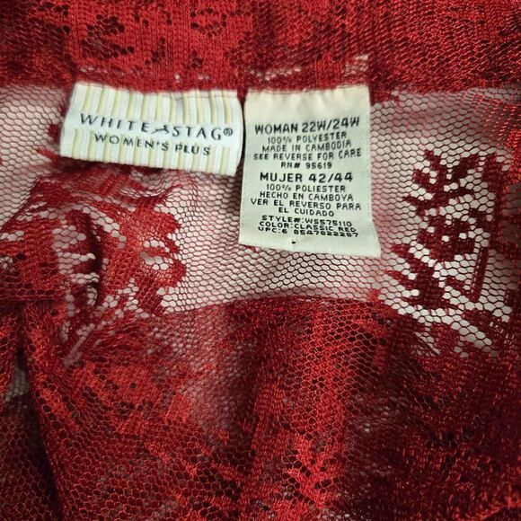 White Stag Red Lace Blouse - Picture 3 of 3